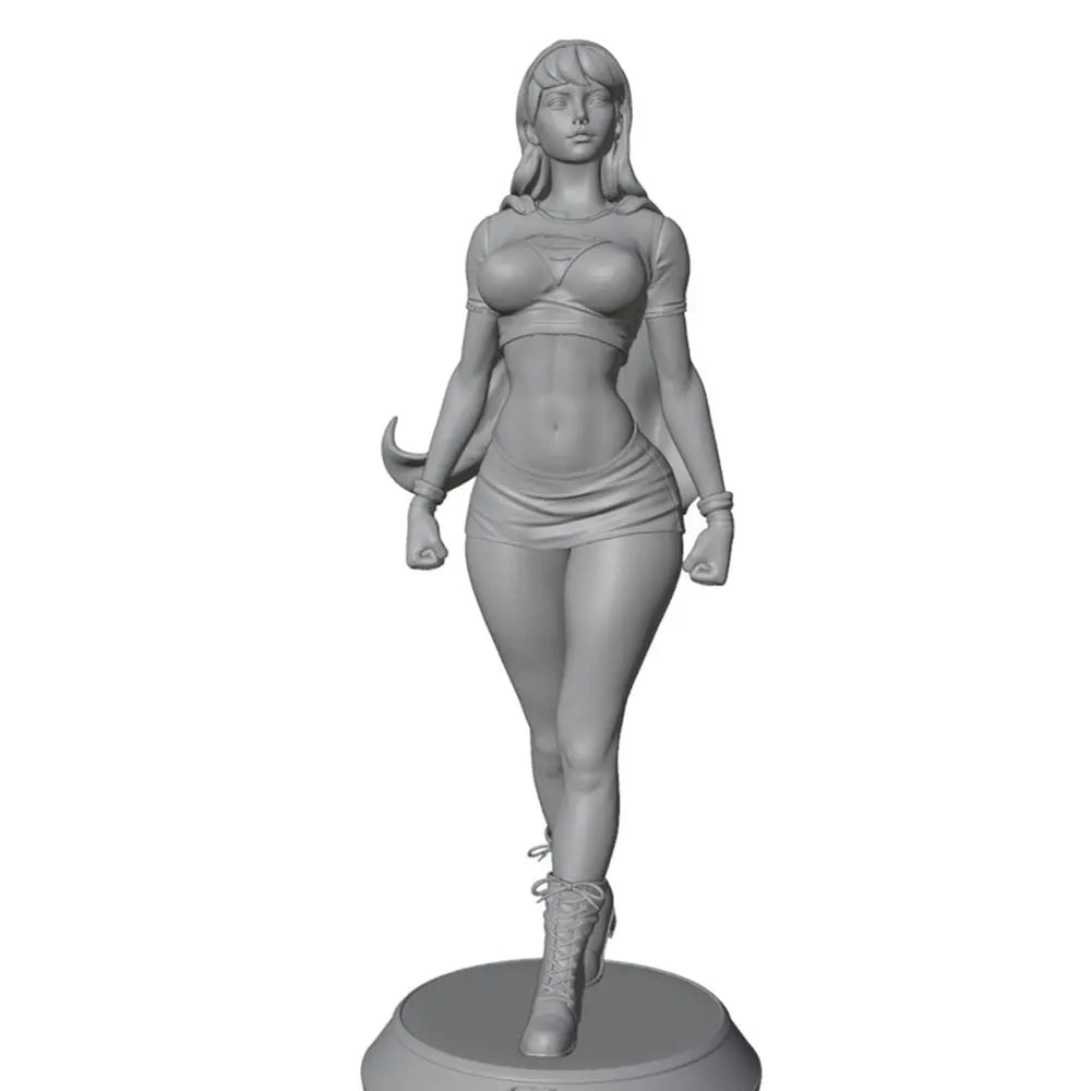 1/24 Female Warrior with Flowing Hair and Curved Blade, Resin Model Figure Kit, Unassembled and Unpainted