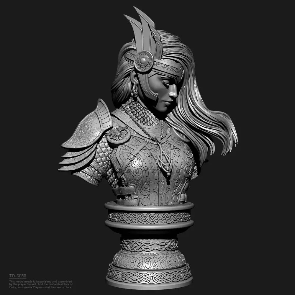 70mm Medieval Valkyrie, Resin Model Bust Kit, Unassembled and Unpainted