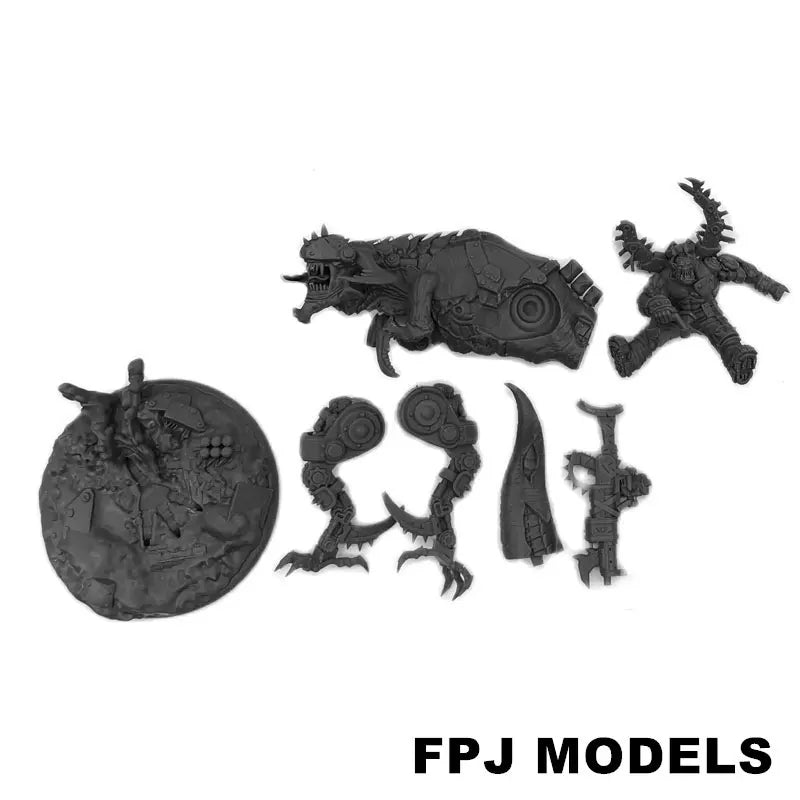28mm Orc Beast Riders, 6 Figures, Resin Model Figure Kit, Fantasy Theme, Unassembled and Unpainted