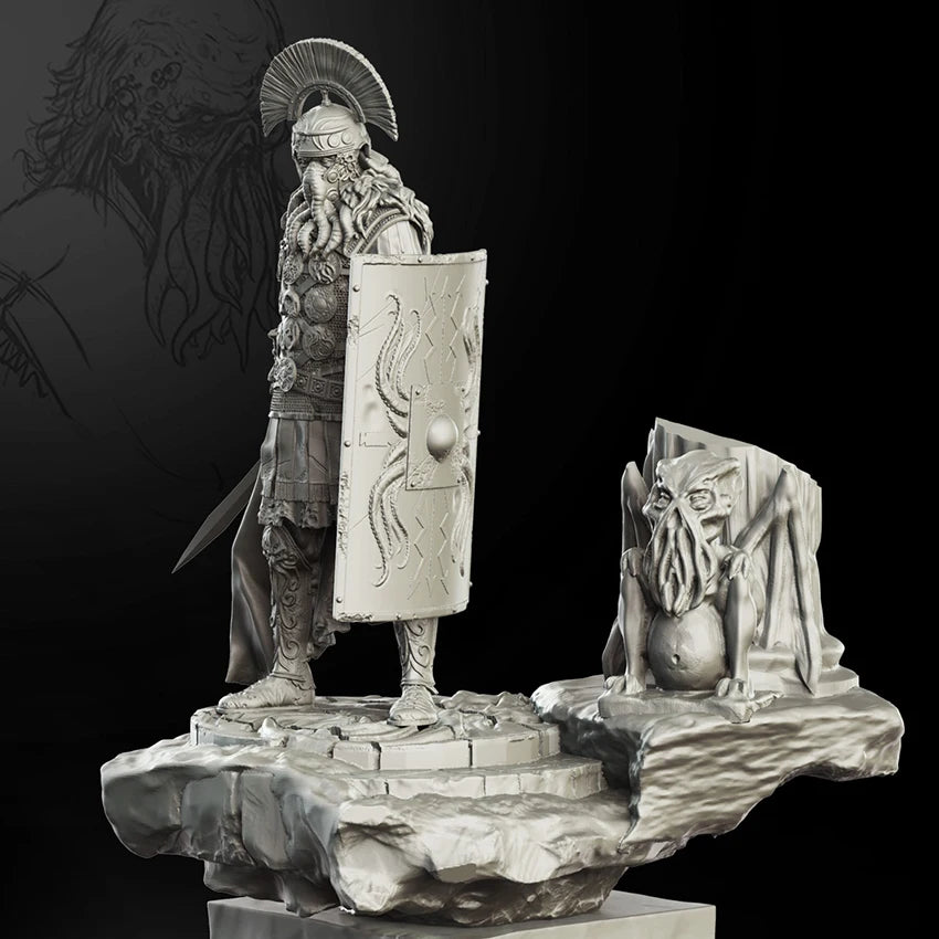 1/24 Dwarf King with Crested Helm and Heraldic Shield, Resin Model Figure Kit, Fantasy Theme, Unassembled and Unpainted