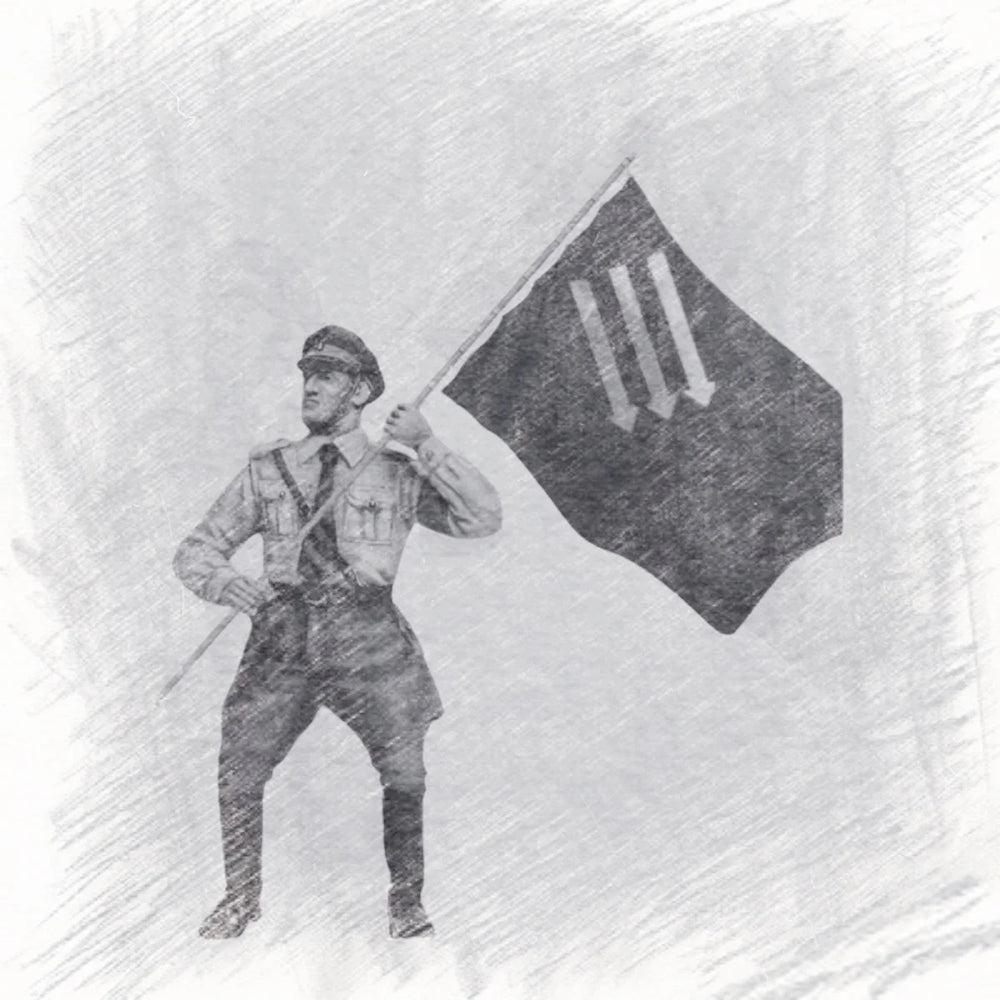 1/35 WWII German Flag Bearer, Resin Model Figure Kit, Unassembled and Unpainted