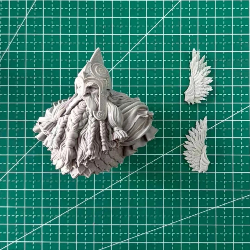 1/12 Dwarf Warlord with Winged Horns, Resin Model Bust Kit, Fantasy Theme, Unassembled and Unpainted