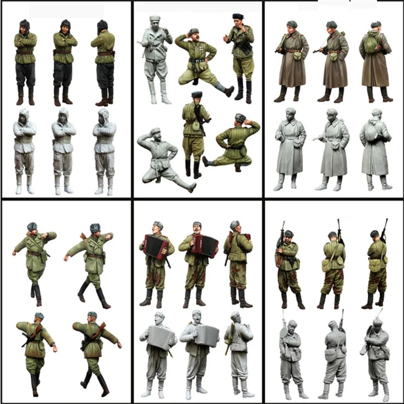 1/35 WWI German Infantry Assault Squad with Officers, 7 Figures, Resin Model Figure Kit, Unassembled and Unpainted