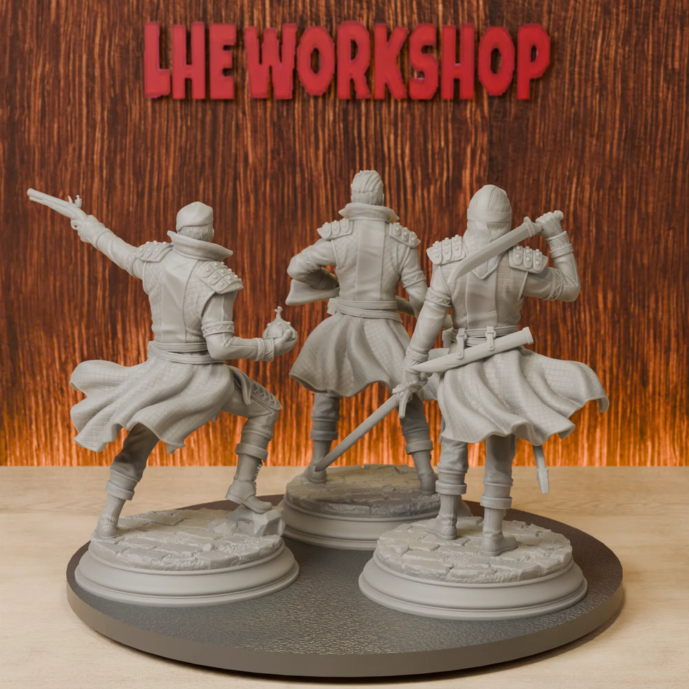 38mm Gang Enforcer Trio, 3 Figures, Resin Model Figure Kit, Fantasy Theme, Unassembled and Unpainted