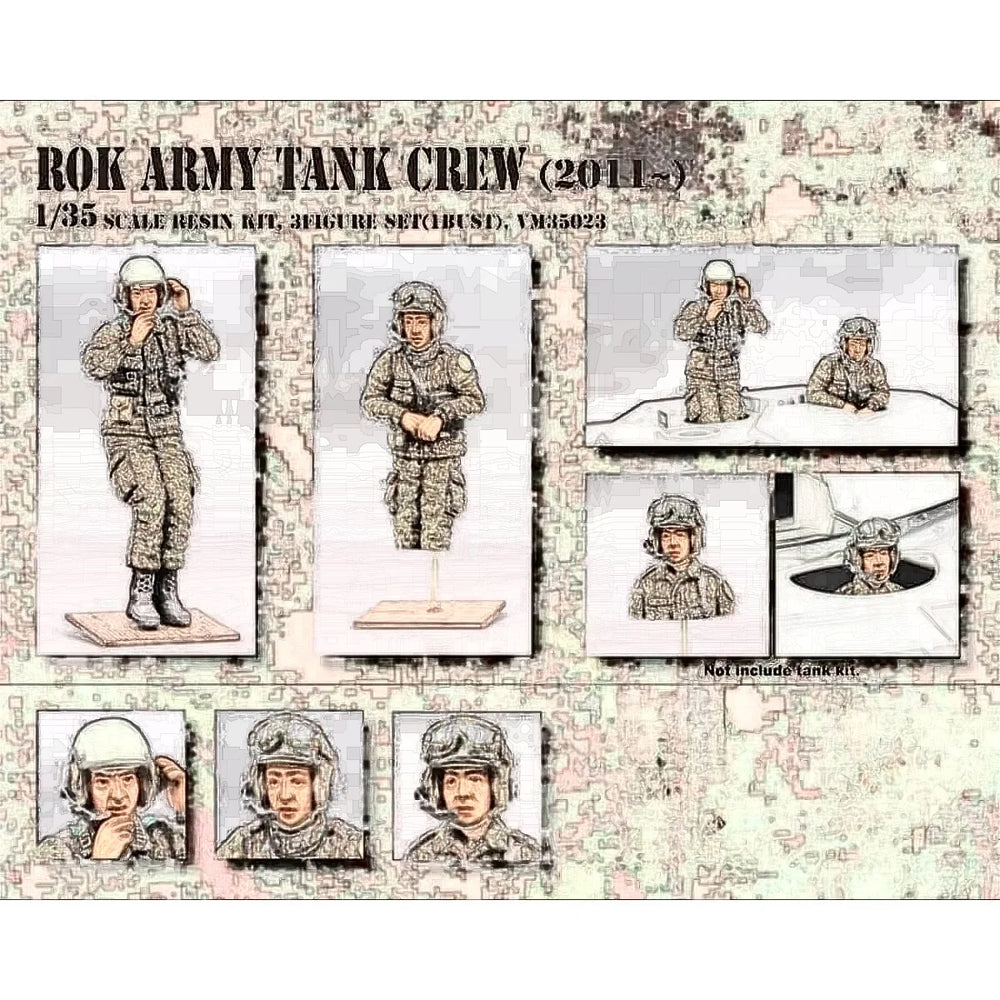 1/35 Modern South Korean Tank Crew, 3 Figures, Resin Model Figure Kit, Unassembled and Unpainted
