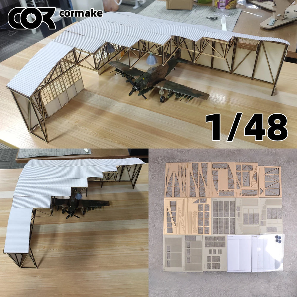 1/48 WWII Aircraft Repair Hangar, Resin Model Diorama Kit, Unassembled and Unpainted