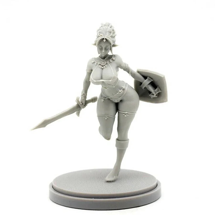 30mm Elf Female Warrior, Resin Model Figure Kit, Fantasy Theme, Unassembled and Unpainted