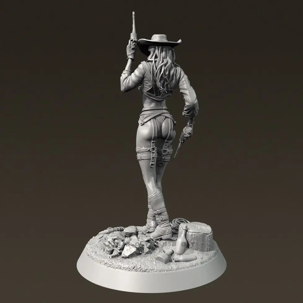 38mm Western Cowgirl, Resin Model Figure Kit, Unassembled and Unpainted
