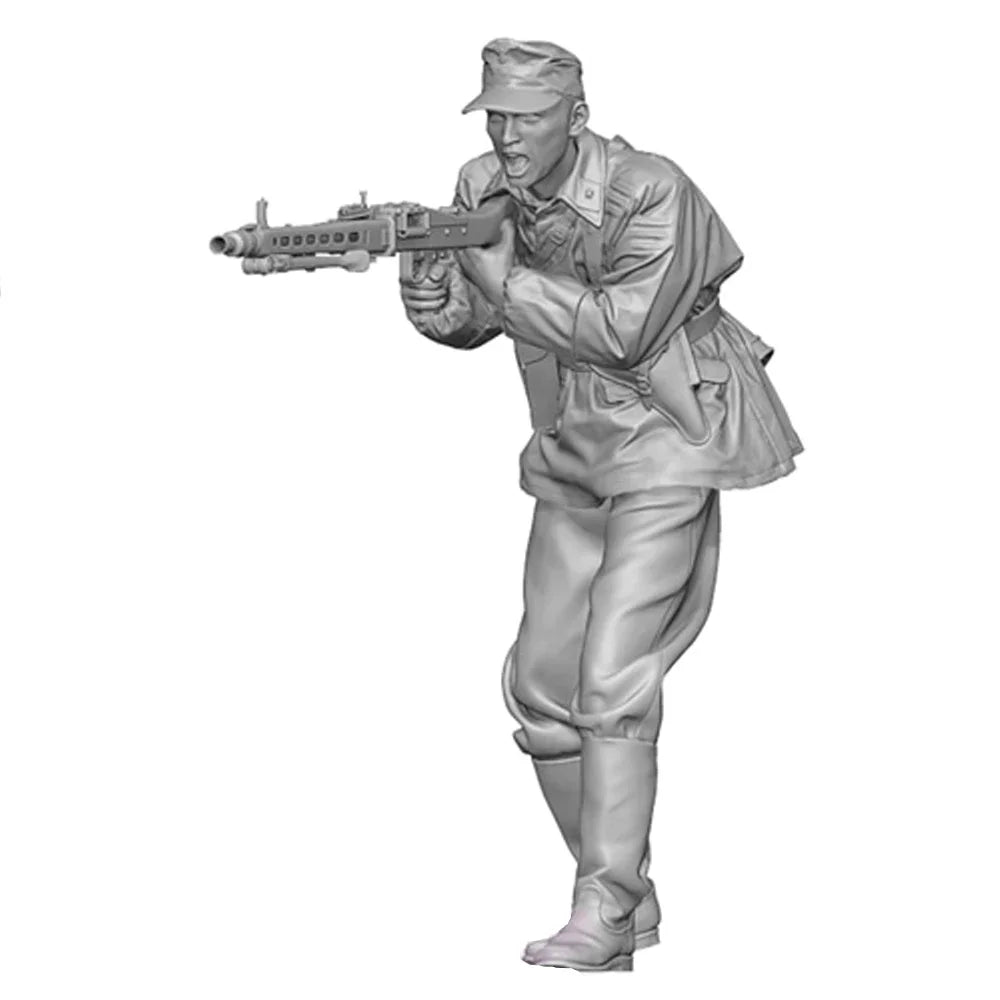 1/35 WWII German Squad Advancing and Firing, 6 Figures, Resin Model Figure Kit, Unassembled and Unpainted
