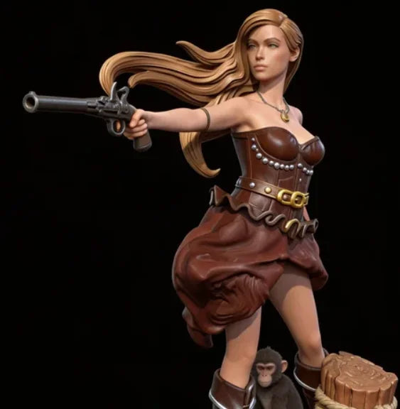 75mm Female Military Pinup, 3 Figures, Resin Model Figure Kit, Unassembled and Unpainted