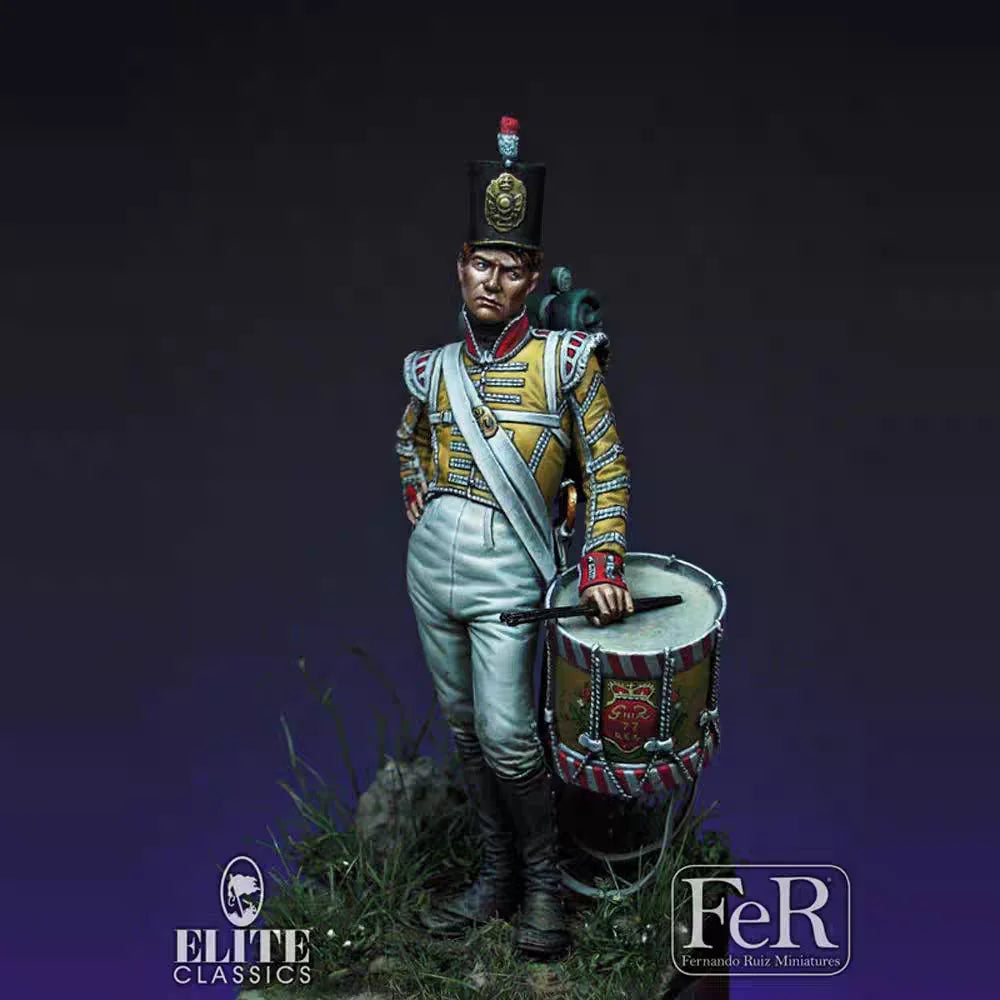 54mm Napoleonic Drummer Boy 77th East Middlesex, Resin Model Figure Kit, Unassembled and Unpainted