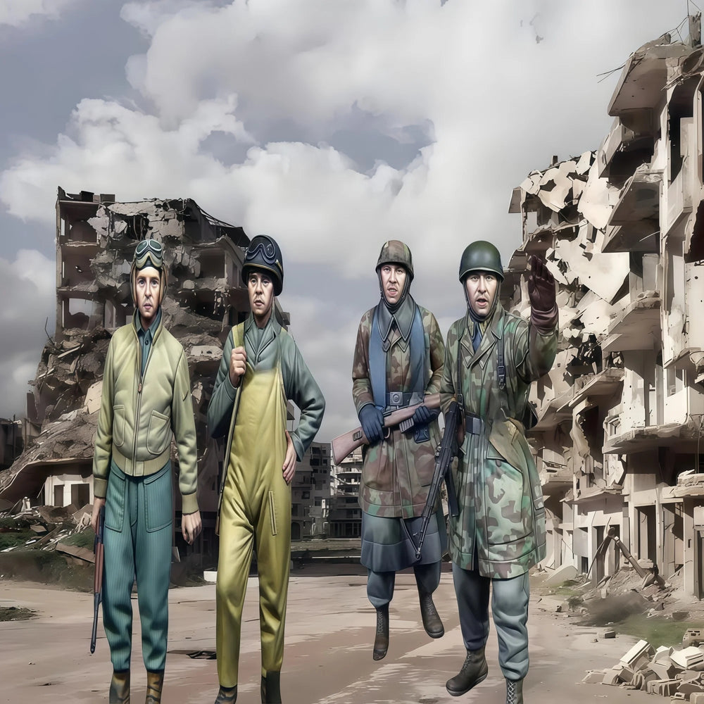 1/35 Modern Infantry Squad Clearing Ruins, 4 Figures, Resin Model Figure Kit, Unassembled and Unpainted