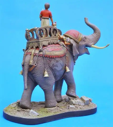 1/32 War Elephant with Howdah, 3 Figures, Resin Model Diorama Kit, Historical Theme, Unassembled and Unpainted