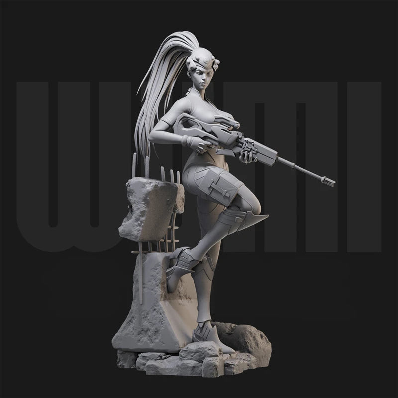 1/18 Female Warrior, 3 Figures, Resin Model Figure Kit, Sci-Fi Theme, Unassembled and Unpainted