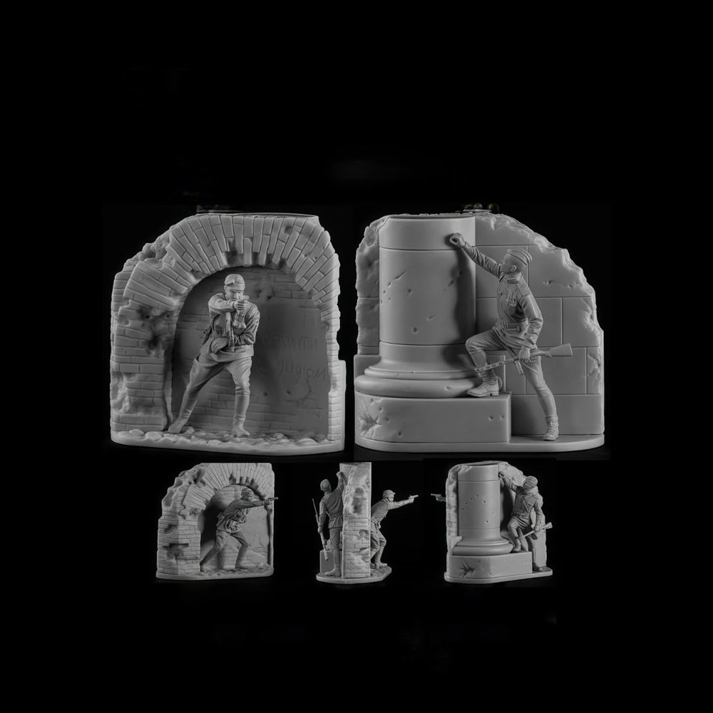 54mm Medieval Archer Soldiers Fortified Tower, 4 Figures, Resin Model Diorama Kit, Unassembled and Unpainted