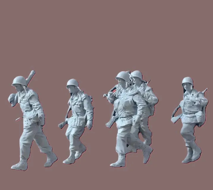 WWI Soldiers, 5 Figures, Resin Model Figure Kit, Unassembled and Unpainted