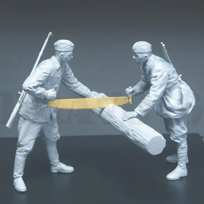 1/35 WWII Soviet WWII Red Army Logging Soldiers, 6 Figures, Resin Model Figure Kit, Unassembled and Unpainted
