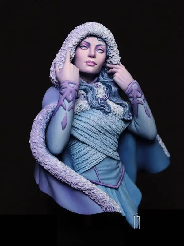 1/10 Hooded Sorceress with Wrapped Armor, Resin Model Bust Kit, Fantasy Theme, Unassembled and Unpainted