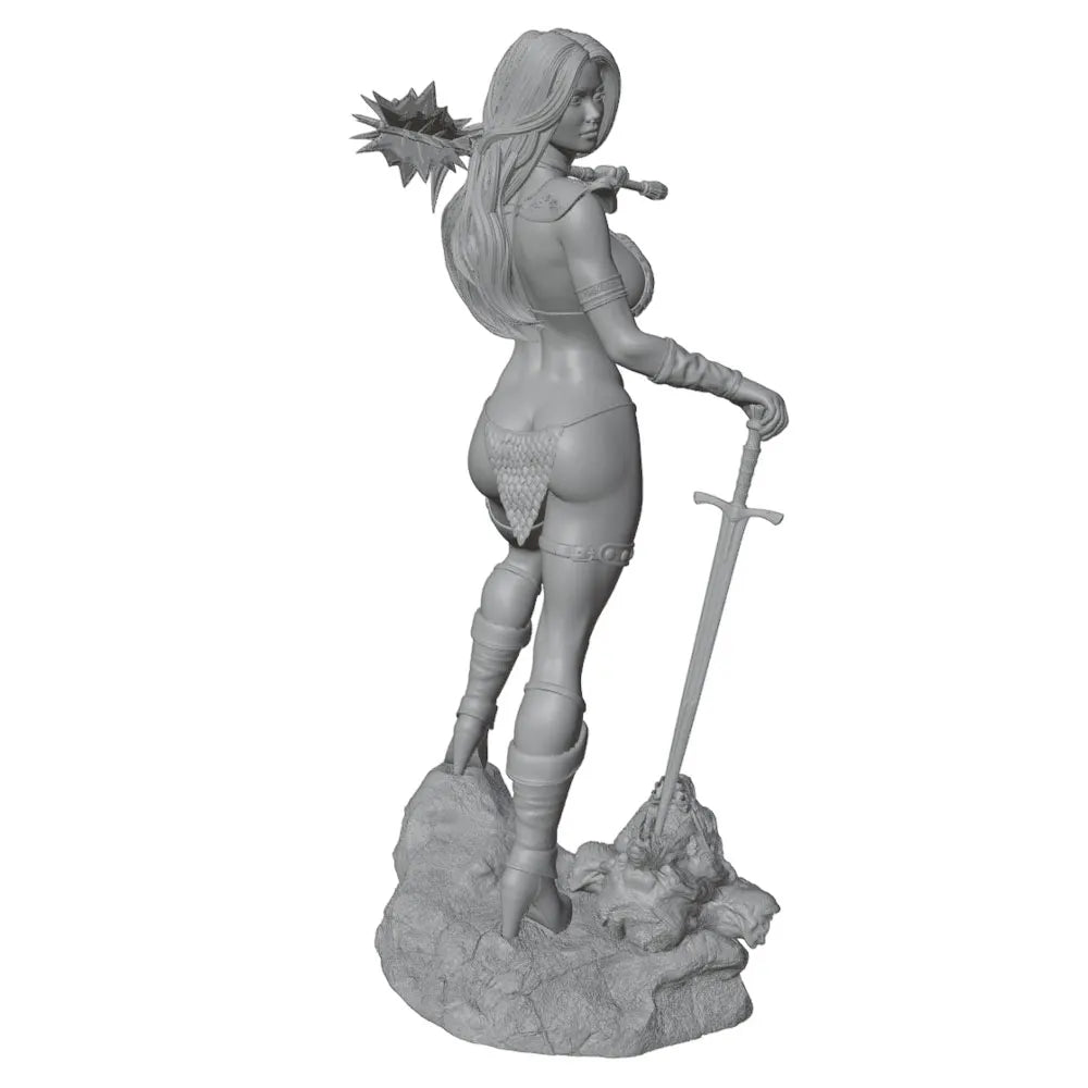 75mm Sexy Female Warrior, Resin Model Figure Kit, Unassembled and Unpainted