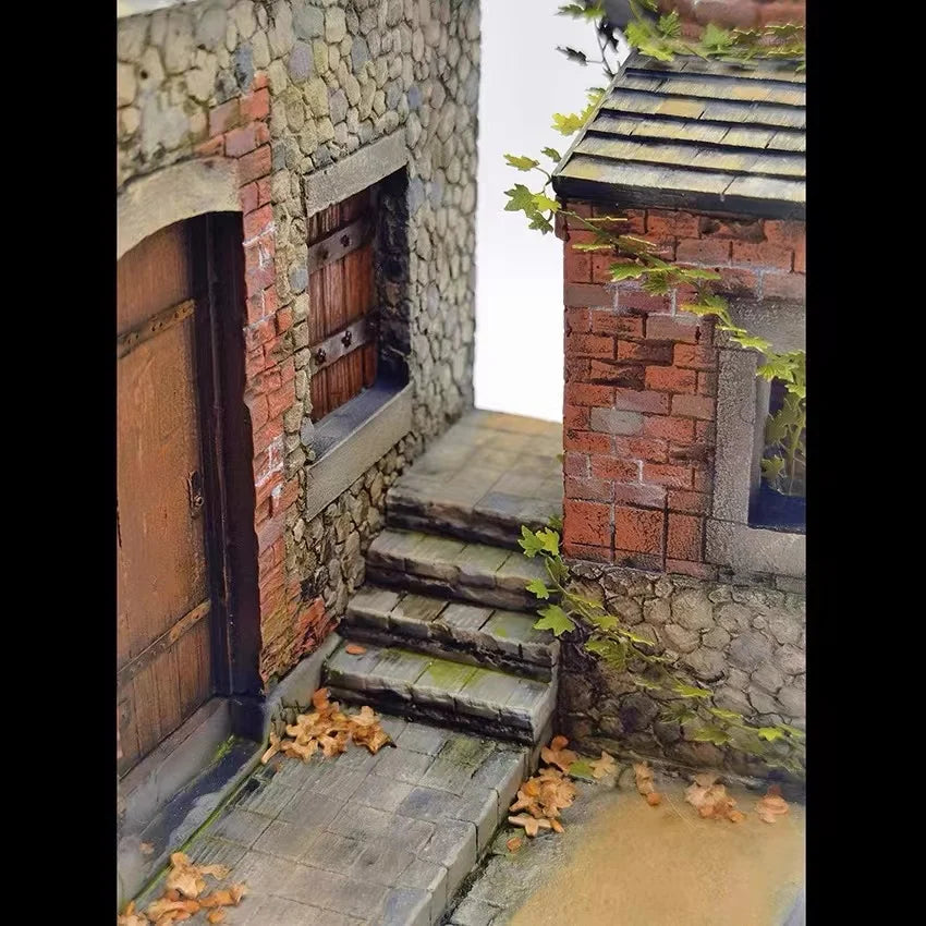 Urban Ruined Building Alley, Resin Model Terrain Kit, Historical Theme, Unpainted