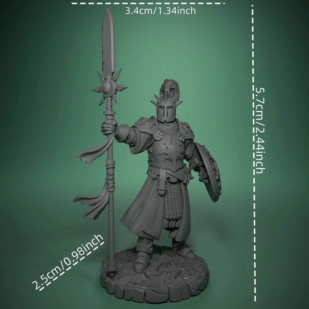 Medieval Fantasy Knight with Spear, Resin Model Figure Kit, Unassembled and Unpainted