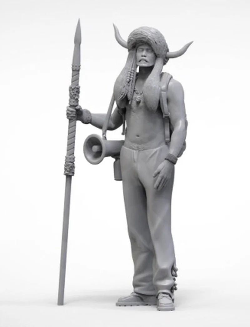 1/35 Tribal Horned Warrior, Resin Model Figure Kit, Fantasy Theme, Unassembled and Unpainted