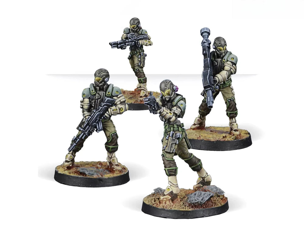28mm Modern Futuristic Powered Armor Soldiers, 4 Figures, Resin Model Figure Kit, Unassembled and Unpainted