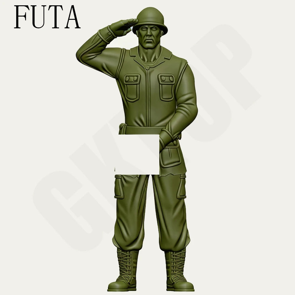 1/24 Modern American Soldier Saluting, Resin Model Figure Kit, Unassembled and Unpainted