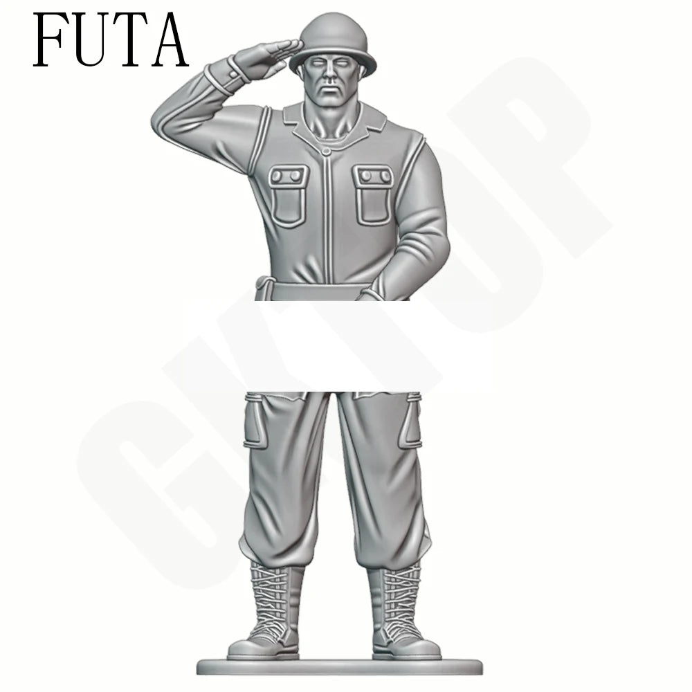 1/24 Modern American Soldier Saluting, Resin Model Figure Kit, Unassembled and Unpainted