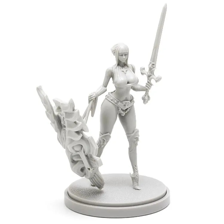 30mm Elven Warrior with Winged Back Plate, Resin Model Figure Kit, Fantasy Theme, Unassembled and Unpainted