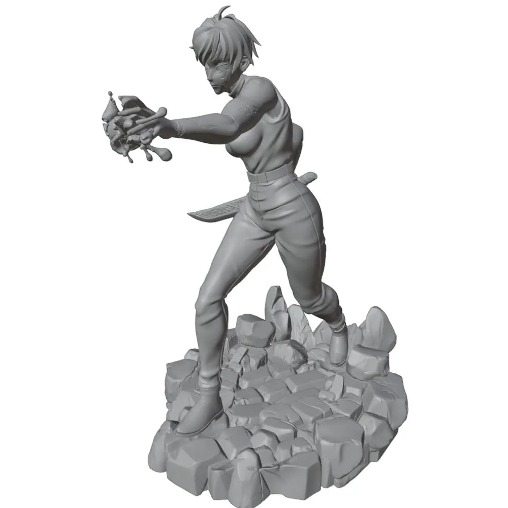 1/24 Anime Female Warrior with Oversized Sword, Resin Model Figure Kit, Unassembled and Unpainted