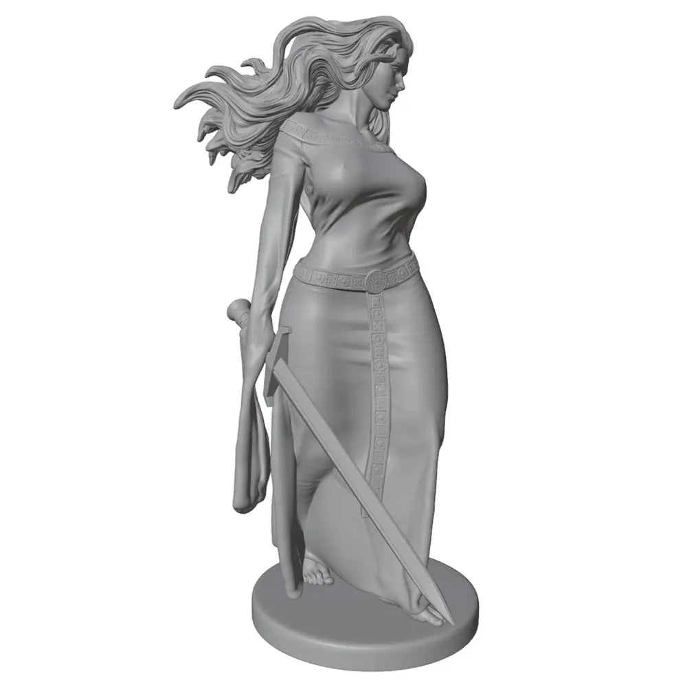 1/24 Female Warrior with Greatsword, Resin Model Figure Kit, Fantasy Theme, Unassembled and Unpainted