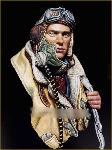 1/10 WWII Pilot, Resin Model Bust Kit, Unassembled and Unpainted