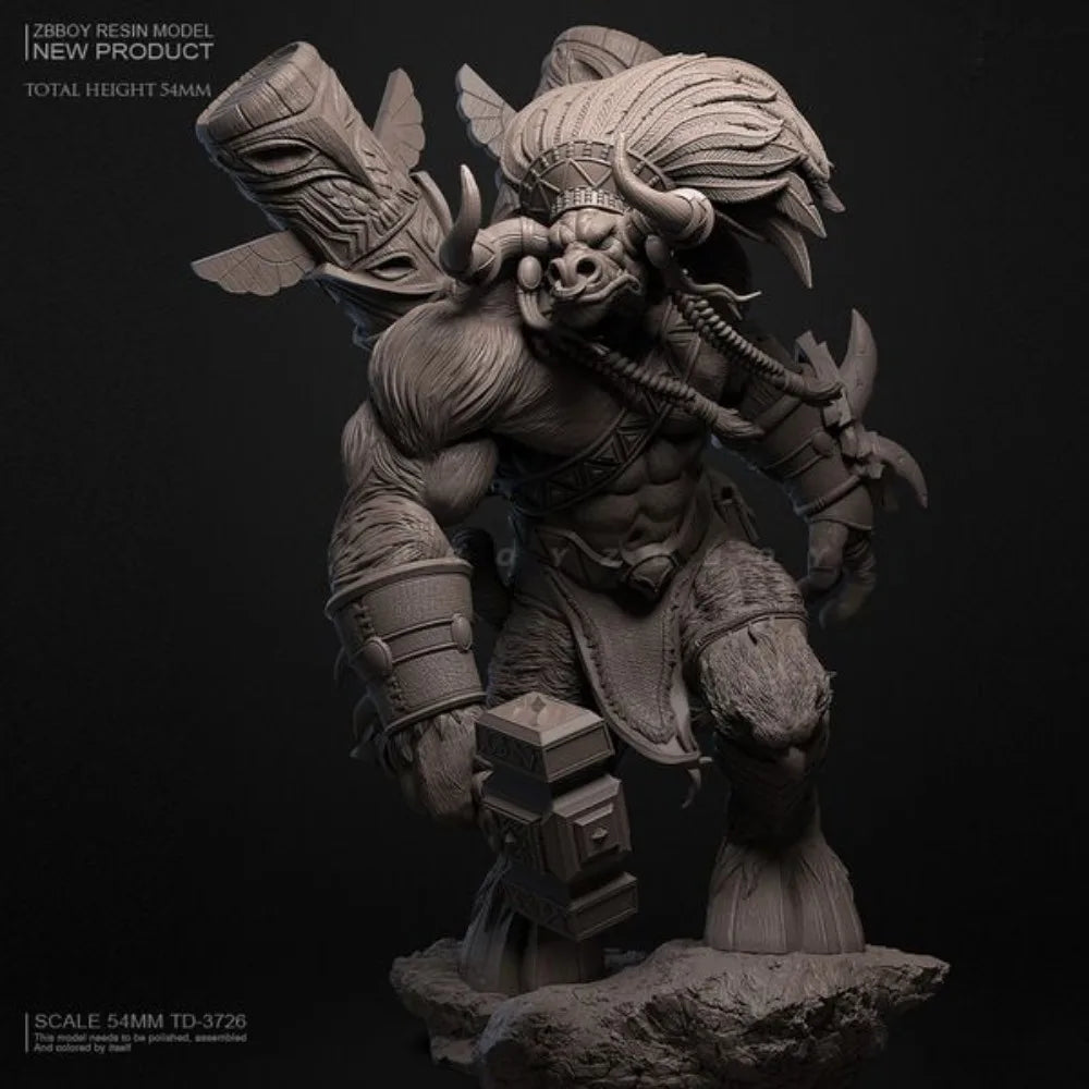 54mm Magic Bull Warrior, Resin Model Figure Kit, Fantasy Theme, Unassembled and Unpainted