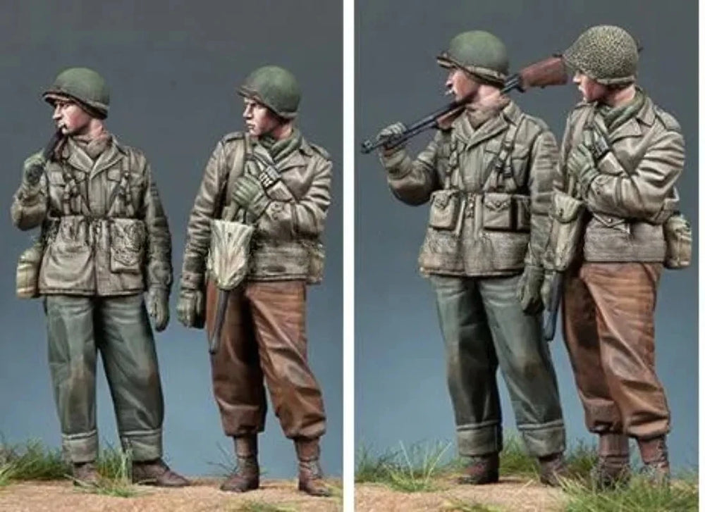 1/35 WWII US Infantry in Combat Poses, 6 Figures, Resin Model Figure Kit, Unassembled and Unpainted