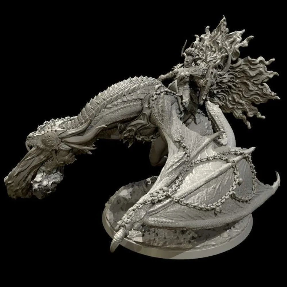 85mm Evil Fire Dragon, Resin Model Figure Kit, Fantasy Theme, Unassembled and Unpainted