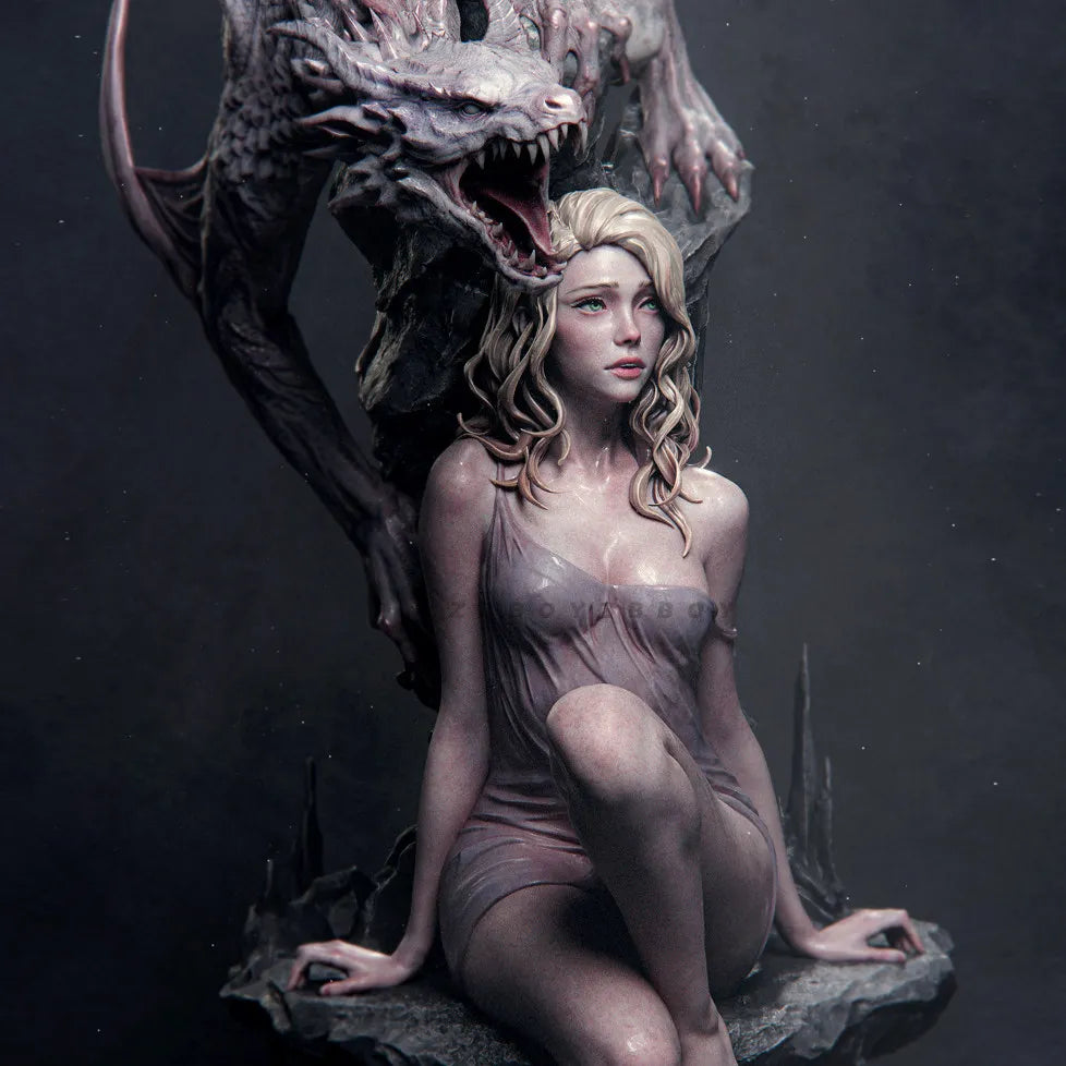 90mm Female Demon Dragon, Resin Model Figure Kit, Fantasy Theme, Unassembled and Unpainted