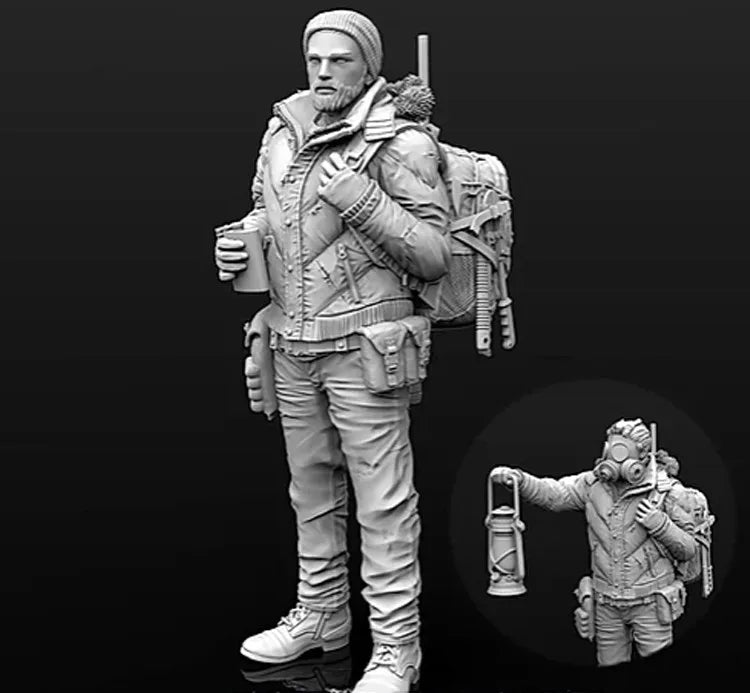 1/35 Modern Soldier with Lantern, Resin Model Figure Kit, Unassembled and Unpainted
