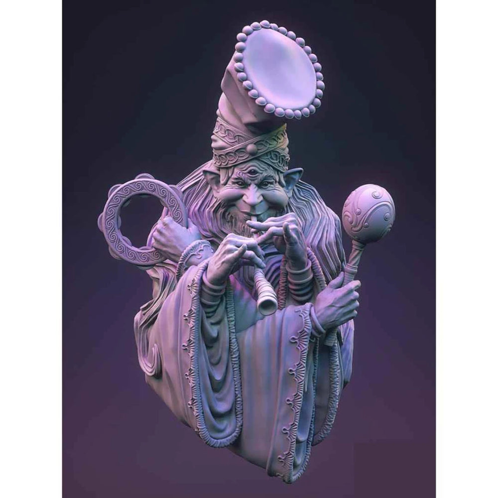 1/10 Wizard with Tall Pointed Hat Holding Magic Orbs, Resin Model Bust Kit, Fantasy Theme, Unassembled and Unpainted