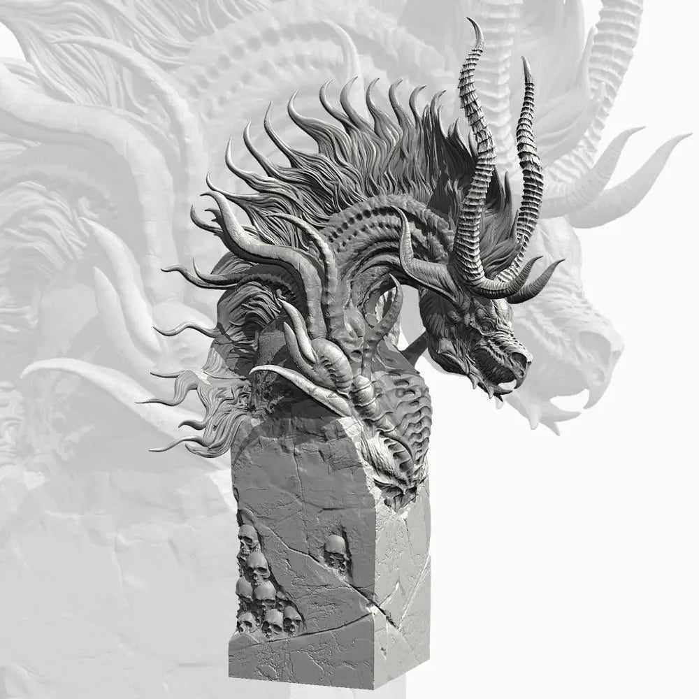 100mm Dragon Warrior Demon, Resin Model Bust Kit, Fantasy Theme, Unassembled and Unpainted