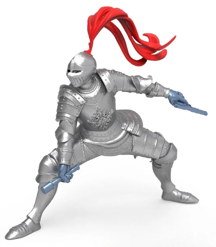 1/35 Red-Haired Knight in Ornate Plate Armor, Resin Model Figure Kit, Fantasy Theme, Unassembled and Unpainted