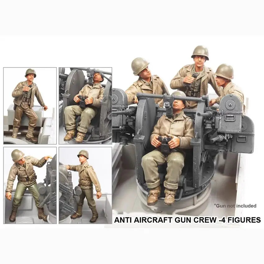 1/35 WWII Anti-Aircraft Gun Crew, 4 Figures, Resin Model Figure Kit, Unassembled and Unpainted