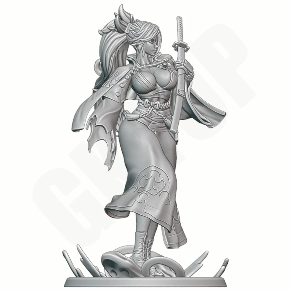 1/24 Warrior Queen with Spiked Crown, Resin Model Figure Kit, Fantasy Theme, Unassembled and Unpainted
