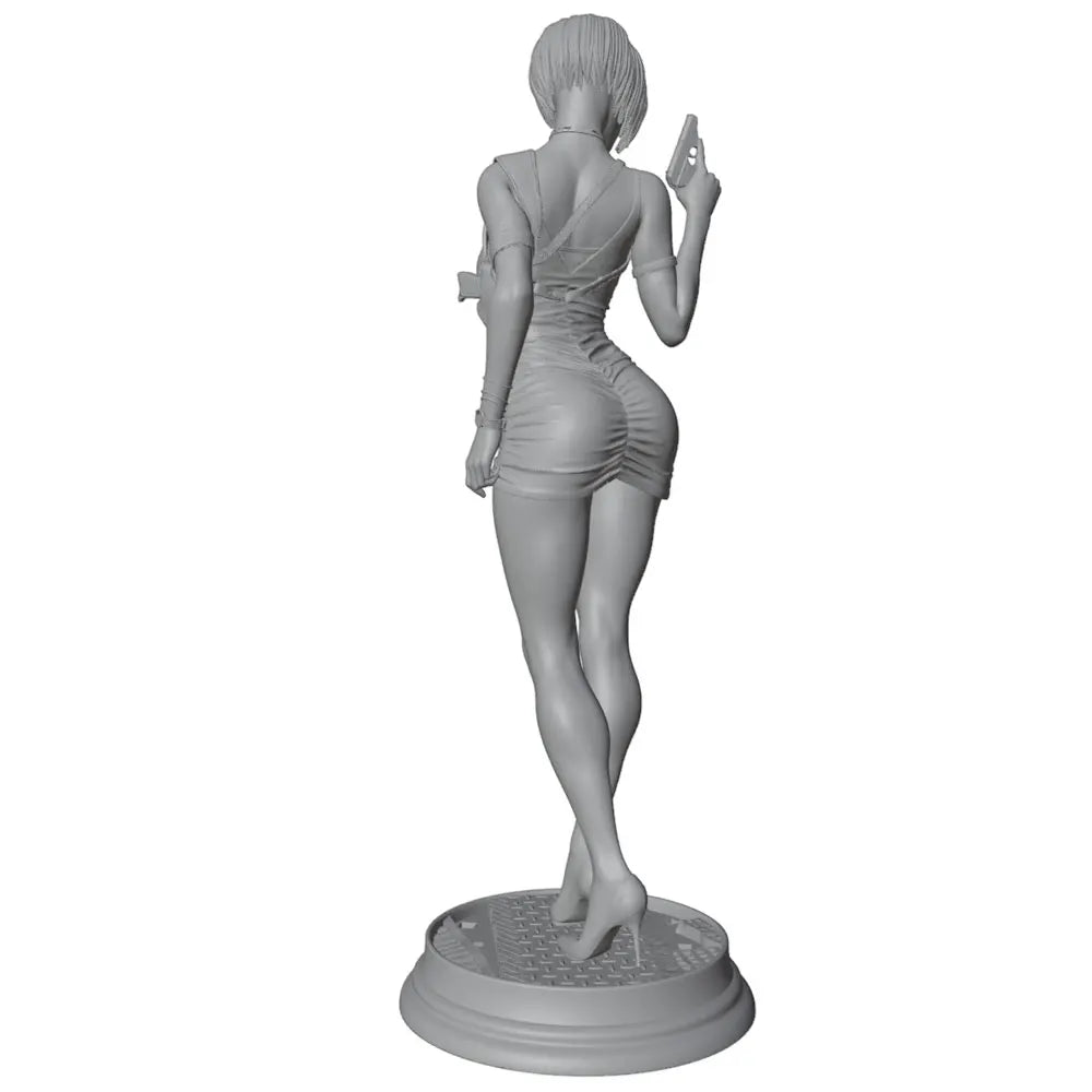 1/24 Female in Form-Fitting Dress with Arms Raised, Resin Model Figure Kit, Unassembled and Unpainted