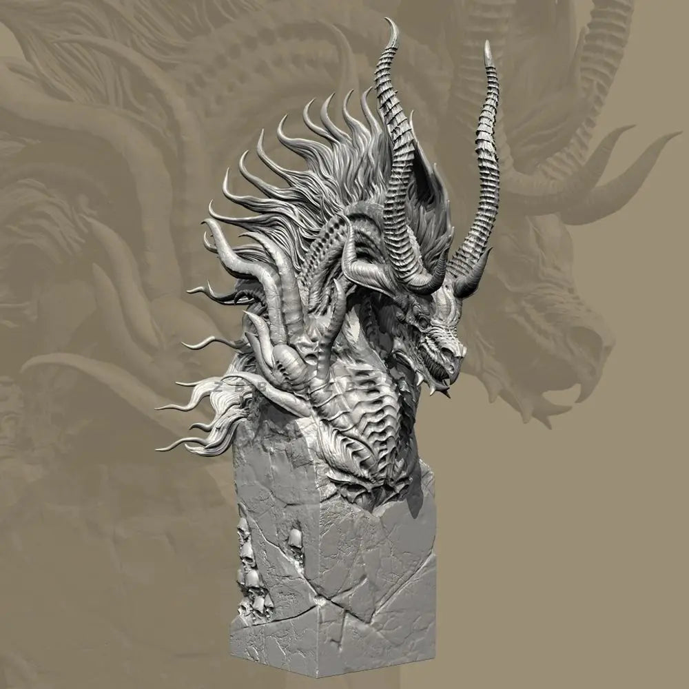 100mm Dragon Warrior Demon, Resin Model Bust Kit, Fantasy Theme, Unassembled and Unpainted