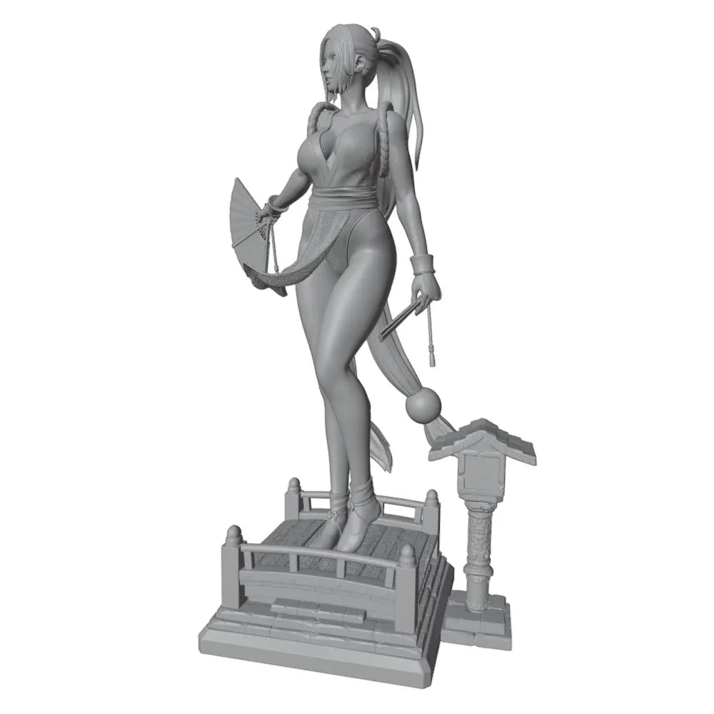 75mm Fantasy Pinup with Fan, Resin Model Figure Kit, Unassembled and Unpainted