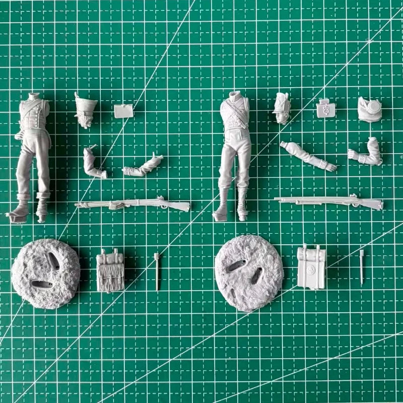 54mm Napoleonic Infantry Soldiers, 2 Figures, Resin Model Figure Kit, Unassembled and Unpainted