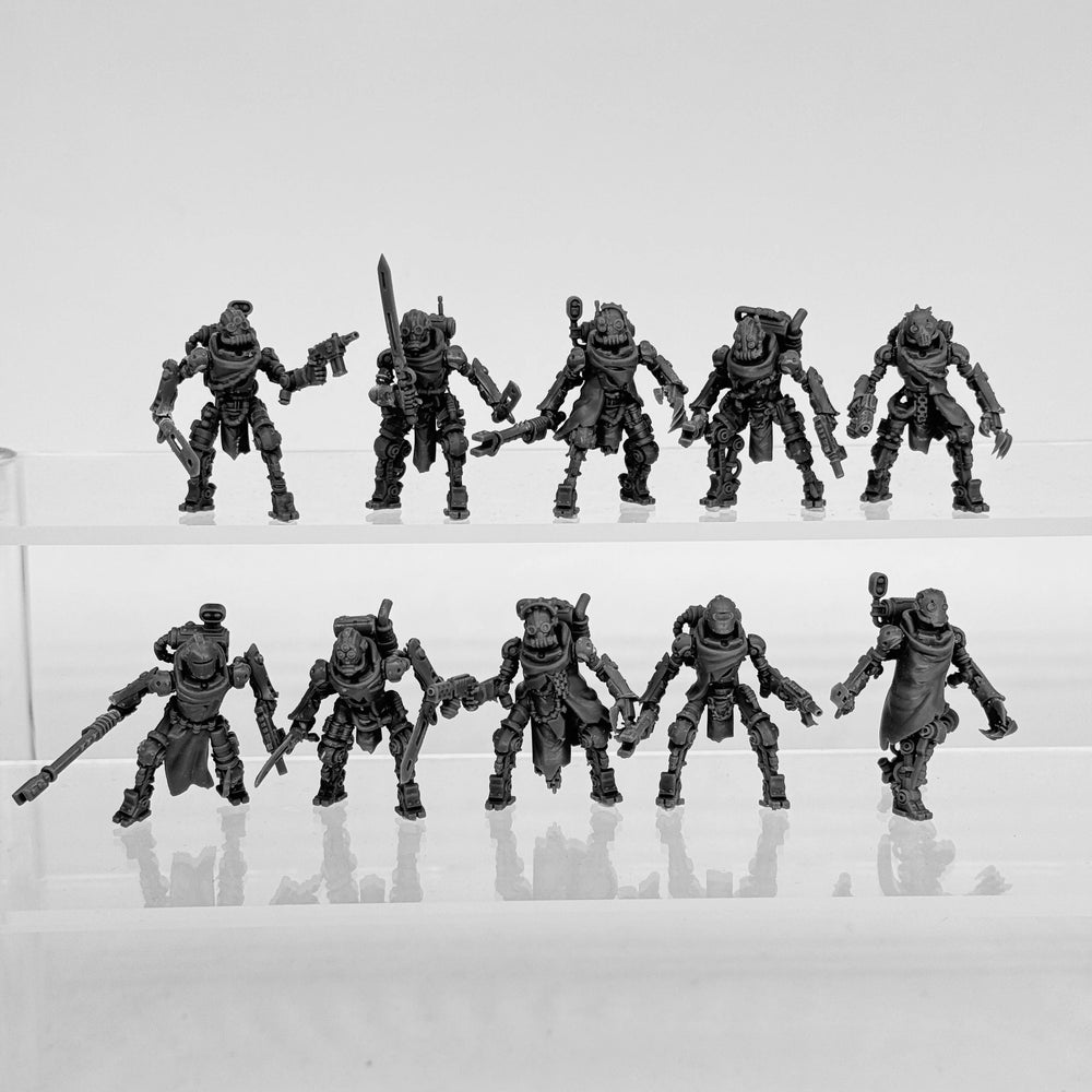Scavenger Junkbots, 10 Figures, Resin Model Figure Kit, Sci-Fi Theme, Unassembled and Unpainted