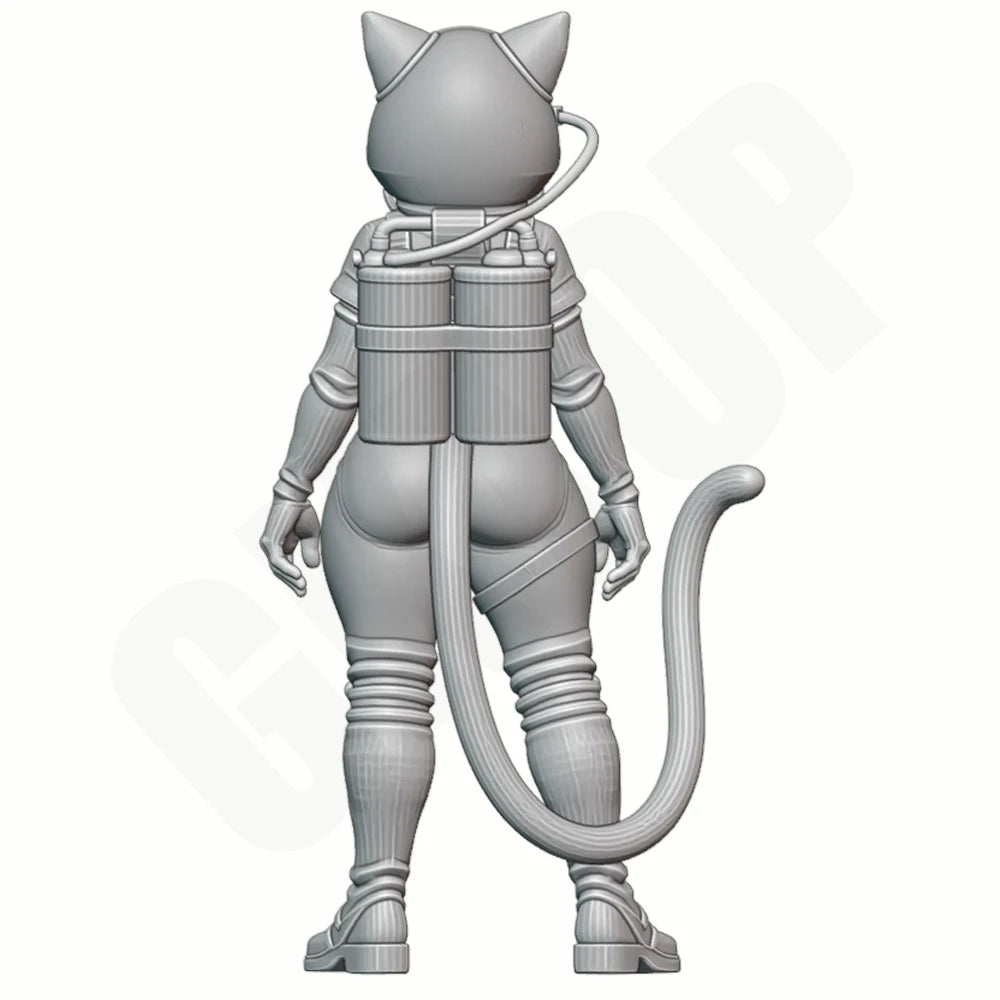1/24 Cat Girl with Gas Mask, Resin Model Figure Kit, Anime Theme, Unassembled and Unpainted