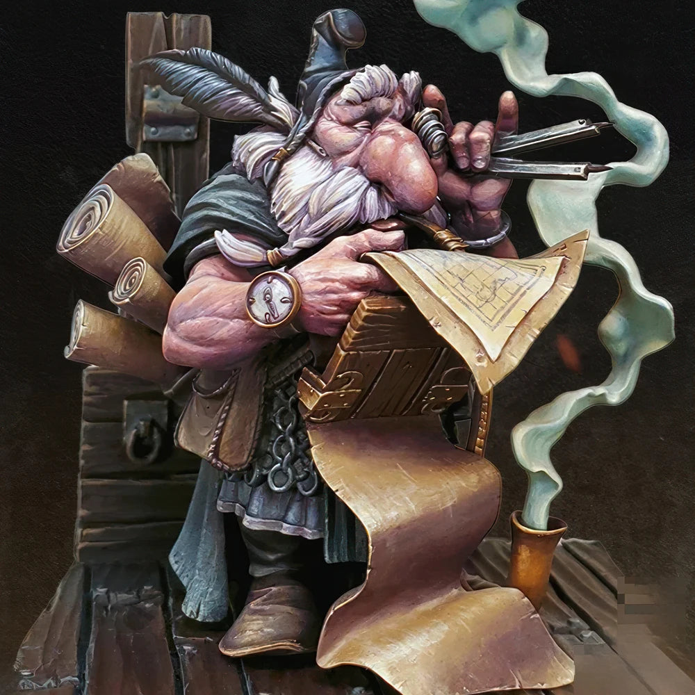 70mm Medieval Dwarf Trader, Resin Model Figure Kit, Unassembled and Unpainted